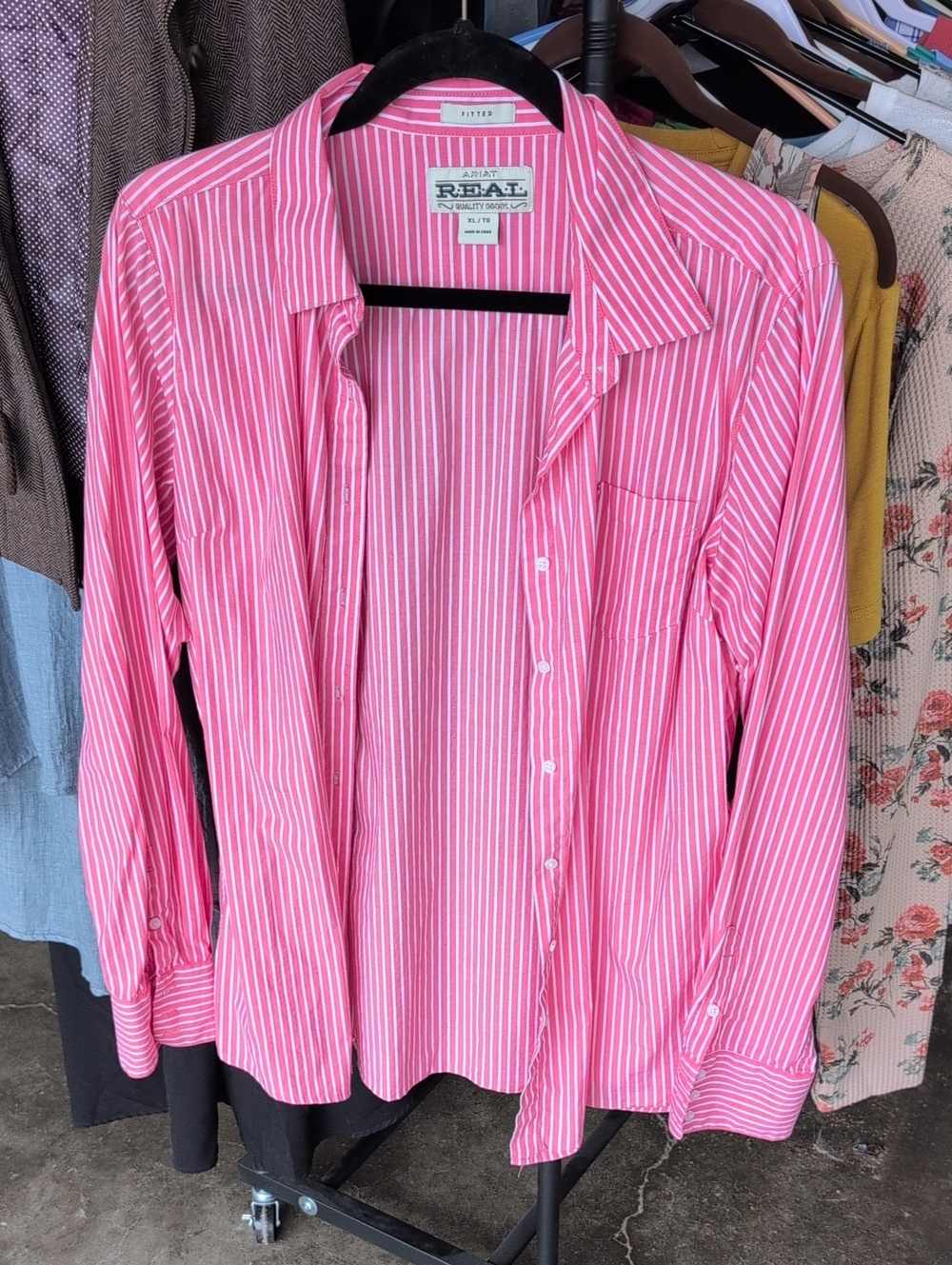 Ariat Pink and White Striped Button-Down Shirt